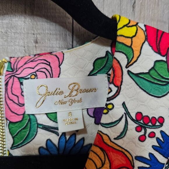 Julie Brown New York Fern Veneto Floral Print Dress size 6 Retro Housewife Pin-U - Picture 4 of 5